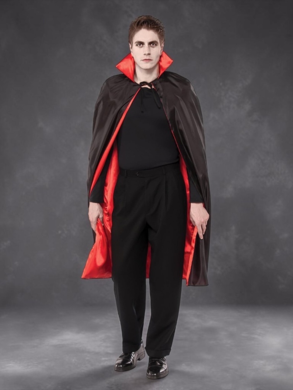 Vampire Cape Black Red Satin Cloak 48” Halloween Costume NWT - Picture 7 of 10